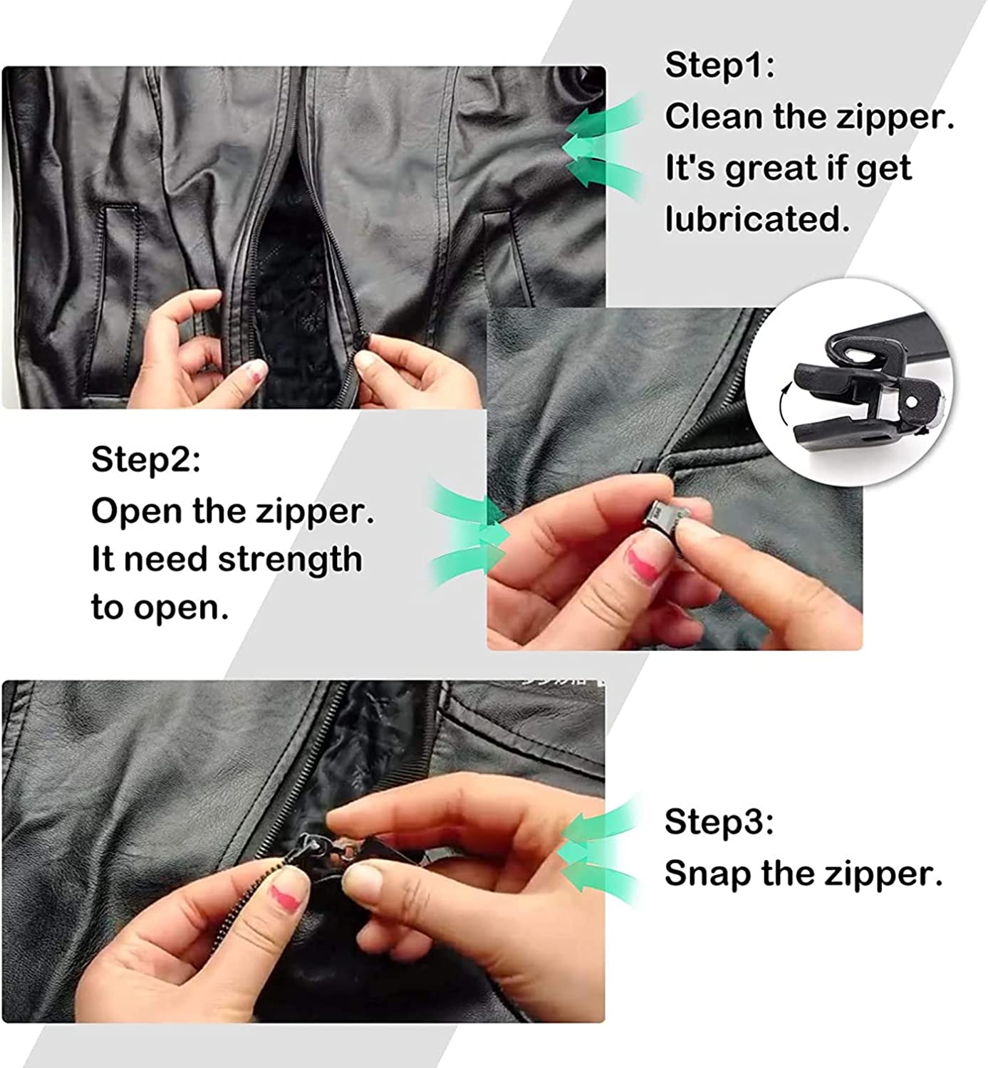 6Pcs Fix Zip Puller 3 Sizes Universal Instant Fix Zipper Repair Kit， Replacement Zip Slider Teeth Rescue Zippers Sewing Clothes - Image 7